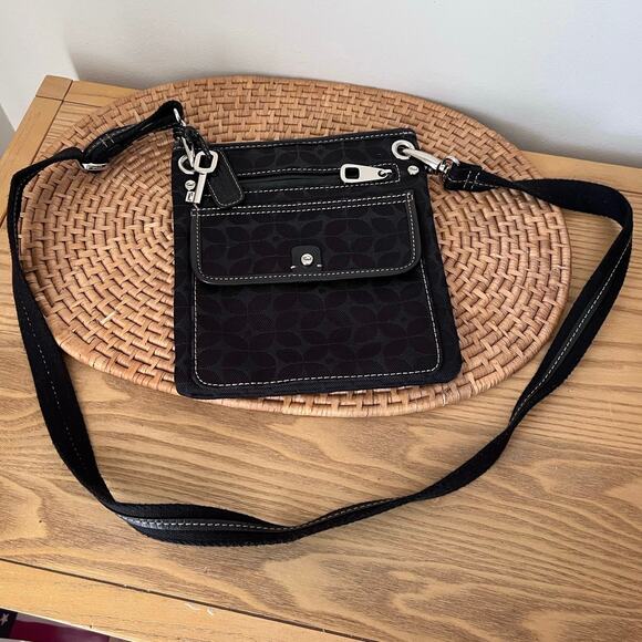 Fossil Signature Classic Print Black Crossbody Purse Canvas y2K - Picture 1 of 9